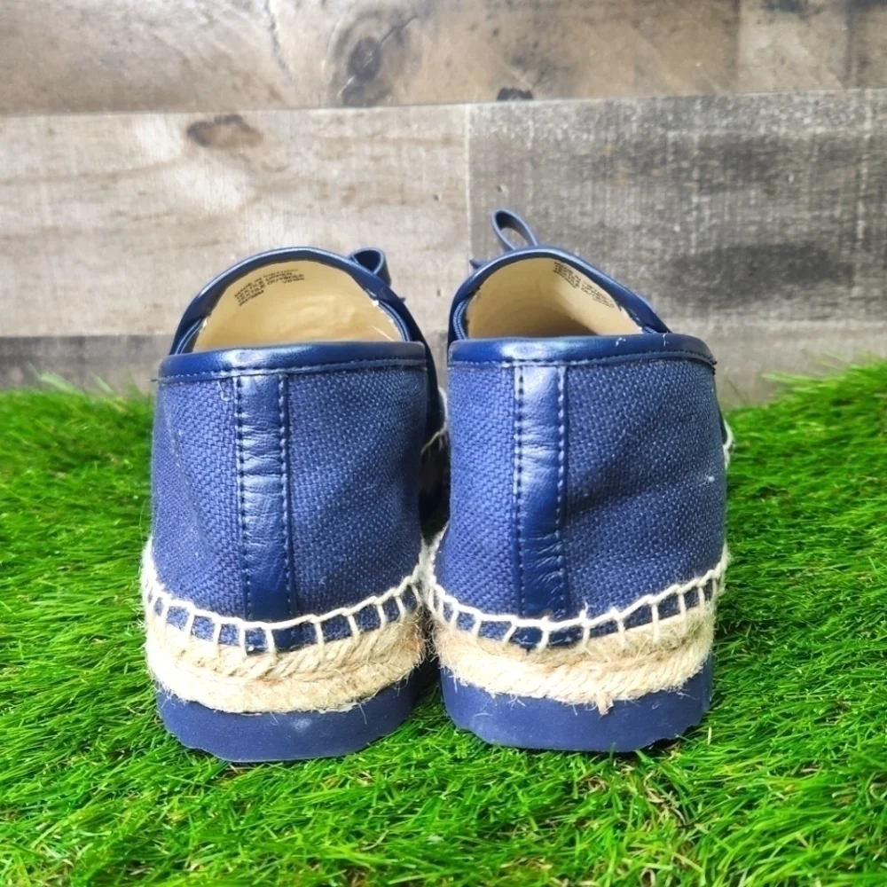 NEW MICHAEL KORS NAVY BOW TIE ESPADRILLES SZ 8